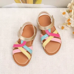 Popular Summer Children Outwear Holiday Shoes Pu Leather Sweet Princess Girls Sandals