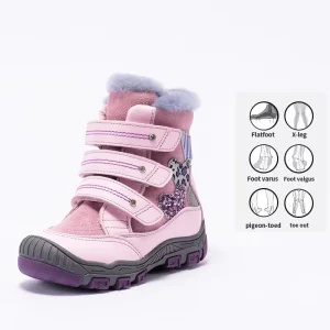 Princepard Multicolor Boots for Kids Natural Fur Genuine Leather Orthopedic Boots Girls 21-36 Size