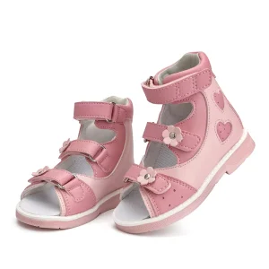Princepard Orthopedic Arch Support Sandals for Toddler Girls Pink Heart Shape Flatfoot Clubfoot Correction Children’s Shoes