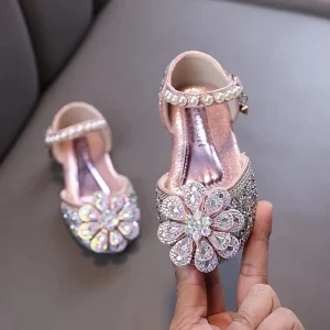 Princess Baby Girl Single Dance Performance Shoes with Diamond for Winter and Spring