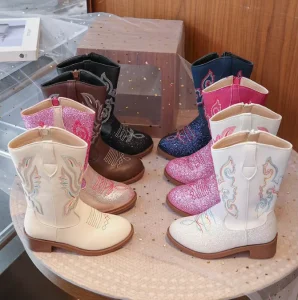 Princess Boots Winter Kids Girls Roman Style High top Zipper Snow Boots Lined for Warmth Shoes