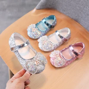 Princess Butterfly Shoes Kids Diamond Bowknot Children Girl Dance Glitter Shoes Fashion Girls Party Dance Shoe