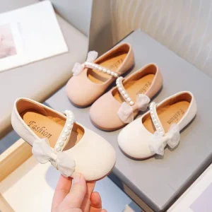 Princess Flat Unique Girls Slip On Shoes Boat Ballet Soft PU Bow Knot Design Children Shoes Lightweight Cute Toddler Loafers