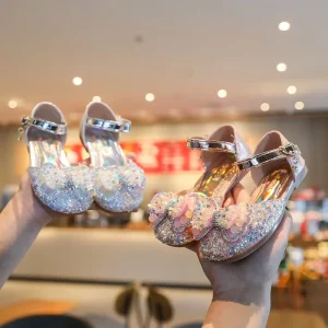 Princess Girls Party Shoes Children Sandals Colorful Sequins Flat Heels Shoes Girls Sandals Peep Toe Summer Kids Shoes