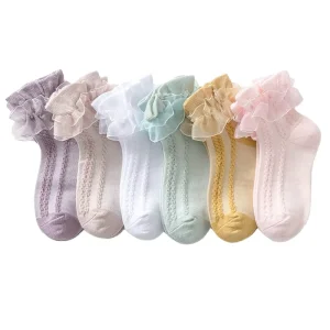 Princess Lace Boot Ruffle Ankle Baby Socks for Girls Summer’s Lightweight Breathable Knitted Casual Dance for Spring