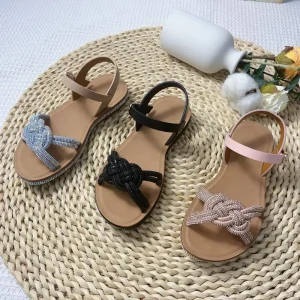 Princess Little Girl Baby Summer Sandals Children’s Flat Shoes with Breathable Diamond Upper Design
