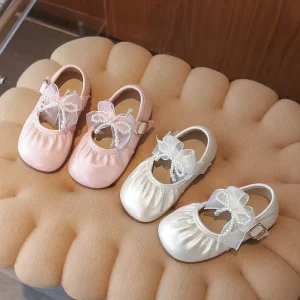 Princess PU Leather Loafer Shoes for Baby Girls Kids Spring Autumn Soft Sole Comfortable Fashion Walking Shoes