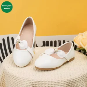 Princess Shoes White Fy Style Small Leather Shoes Mid Size Performance Shoes Soft Sole Single Shoes