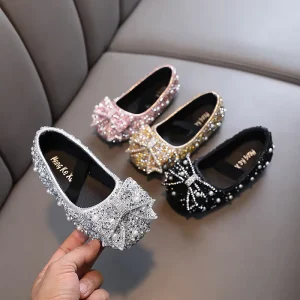 Princess Single Dance Performance Kids Shoes Girls Breathable Kids Shoes Girls With Bow Shoes