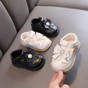 Princess Styles Children’s Dress Shoes Black and White Toddler Girls Party Footwear New Styles Kids Wedding Shoe Baby
