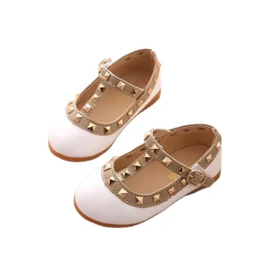 Princess Toddle Girls Sandals Soft Bottom Elegant Fashion Sandals Rivets Single Casual Shoes Flat Dance Kids Shoes