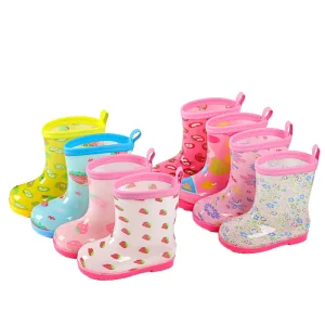 Printed Colorful Cute PVC Children’s Rain Boots for Kids Waterproof Lightweight Outdoor Footwear