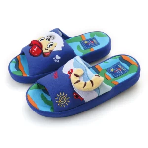 Printer Cartoon Unruly tiger with Blue or Cyan Colors Kids slippers