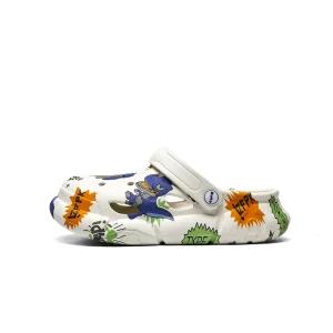 Printing Summer New EVA Thick Sole Perforated Shoes Women Wearing Elevated Soft Sole DIY Love Solid Color Two Wear Home Slippers