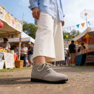 Professional Custom Kids’ Light Grey Suede Chukka Boots Lace-Up Casual Ankle Boots Toddler Boys Girls Soft Sole Walking Shoes