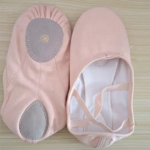 Professional High Quality Low MOQ Kids Girls Canvas Split Sole Flats Dance Ballet Shoe