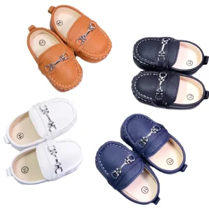Pu Baby Bean Shoes 0 1 Year Old English Style Boys’ Little Leather Shoes Girls’ Spring and Autumn Walking Shoes