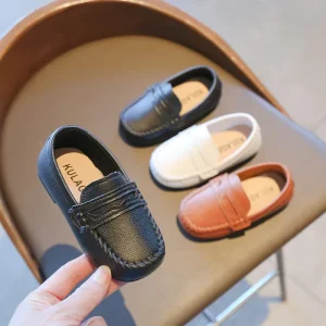 Pu Leather Designer Shoes Big Kids New Design Little Children’s White Soft Dress Shoe Classic Black Boys Casual Shoes