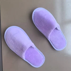 Purple Indoor Disposable Kids Slippers Velvet Hotel Slippers