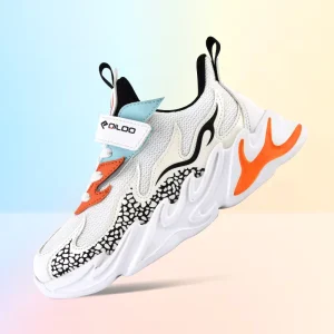QILOO Eco Friendly White Sneakers Unisex Breathable Soft Summer Winter Running Shoes for Boys Girls with PU Insole