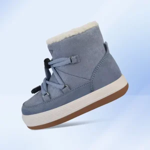 QILOO Fashionable Winter Snow Boots Waterproof Mid Calf Ankle Boots Boys Girls Warm TPR Rubber Insole Upper Leather
