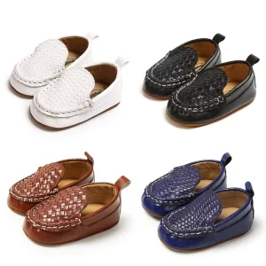 Quick Shipping PU Leather Soft Sole Moccasins Toddler Boy Baby Loafers Shoes