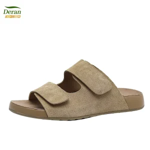 RERAN OEM Made Ankle protection Arch Support Orthopedic Friendly PU Strap Flat Sole Casual Cork Sole Sandals Non Slip Slippers