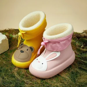 Rabbit Bear Children’s Rain Boots Lightweight Waterproof EVA Rain Shoes for Girl and Boy Non Slip Rain Snow Boots