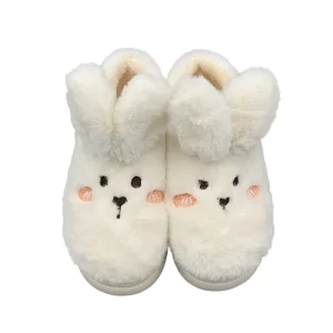 Rabbit Winter Cotton Slippers Cute Fashion High Heels Shoes Warm Slipper for Women Home Indoor Slippers Zapatos