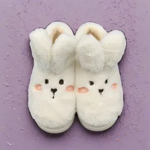 Rabbit Winter Cotton Slippers Cute Fashion High Heels Shoes Warm Slipper for Women Home Indoor Slippers Zapatos