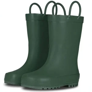 Rain Boots for Boys with Solid Design Round Toe Mid-Calf Height Cotton Lining All Seasons Use