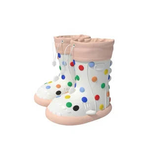 Rainbow Bean Kids Shark-themed PVC Upper Ankle Waterproof Fleece-lined All-season Rain Boots Detachable