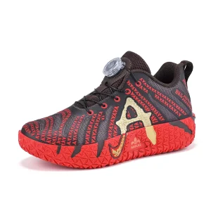 Ready to Ship Youth Basketball Shoes Kids Rotating Buckle Breathable Anti Slip Training Athletics Sports Sneakers Boys