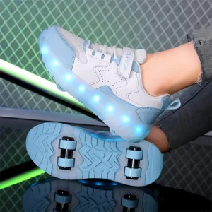 Rechargeable LED Wheel Sneakers for Kids Who Love Skating and Walking Children Roller Shoes