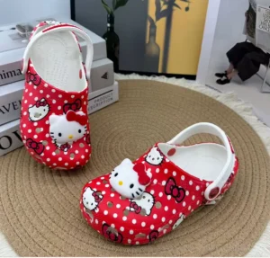 Red Cartoon Sandals Slippers For Older Children Non-slip Shock-absorbing Durable Closed-toe Beach Clogs