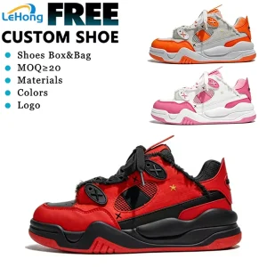 Red Patent Leather Suede Walking Fashion Chunky Women Height Increasing Skateboard Shoes Adults Skate