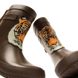 Reinforced Toe Kids Rain Boots Wear resistant Full Rubber Children Footwear Cool Tiger Pattern Boys Rain Shoes