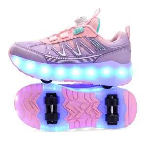 Retractable LED Four Wheels Inline Adjustable Professional Roller Shoes Outdoor Children Skates Rollershoes
