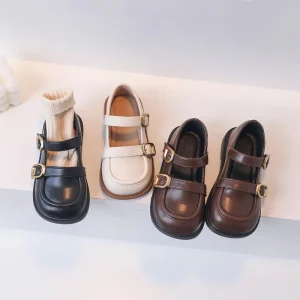 Retro Leather Loafers Casual Shoes Kids Spring Summer Soft Sole Slip-On Girls Dress Shoes