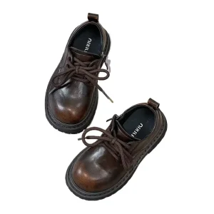 Retro Oxford Shoes for Kids Zip Lace Formal Dress Wedding Church School Performance Shoe for Boy Girl Kids Leather Summer Winter