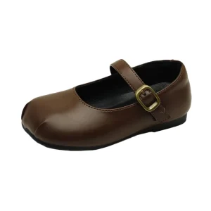 Retro Small Leather Girls’ Flats Children’s Casual Shoes with Big Toe Mary Jane Design Light Fashion Kid’s Shoes