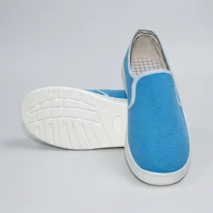 Reusable Blue Soft SPU Sole Anti-Static ESD Canvas Shoes Work Shoes Lightweight Cleanroom Work Footwear For Workshop Use