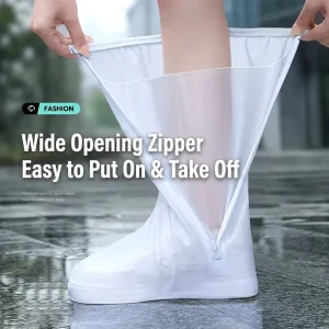 Reusable High Top PVC Waterproof Shoe Cover Thickened Anti Slip Sole Rain Boot Overshoes for Outdoor Traveling Camping