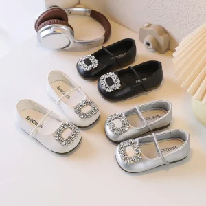 Rhinestone Design Children’s Evening Party Shoes Spring Silver Kids Summer Princess Footwear New Girls Dress Shoes