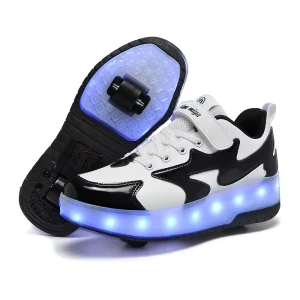 Roller Skate Shoes for Kids Comfortable Casual Sneakers with Four Wheels Breathable Summer Winter Skateboarding for Boys