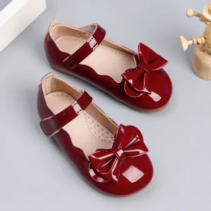 Round Toe Fabric Bow Flat Versatile Casual Princess Stylish Single Shoes for Little Girls