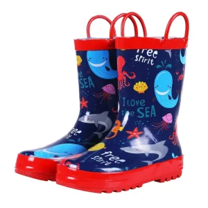 Rubber Kids Long Tall Rain Boots with Custom Printing Gumboots