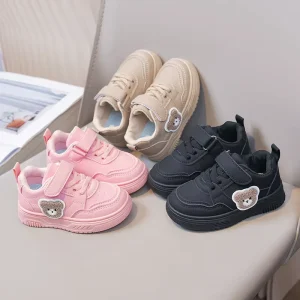 Rubber Sole School Shoes for Kid Designer Kids’ Sport Shoes Cartoon Printing White Sneakers for Children