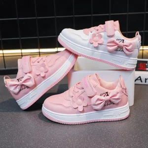 Children Kids’ Sport Shoes Girl Outdoor Pink Casual Sneakers Shoes Girl Skateboard Shoes Footwear With Bowknot