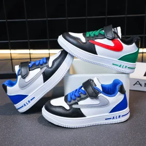 Rubber Sole School Shoes for Kid Designer Kids’ Sport Shoes Sneakers Comfortable Hook & Loop Shoes for Daily Wear